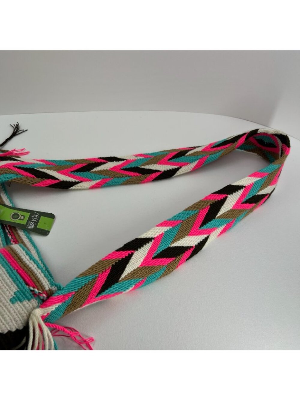Wayuu Mochila Handwoven Bag Colombian Boho Crossbody Tassel Geometric Multicolor - Picture 7 of 12
